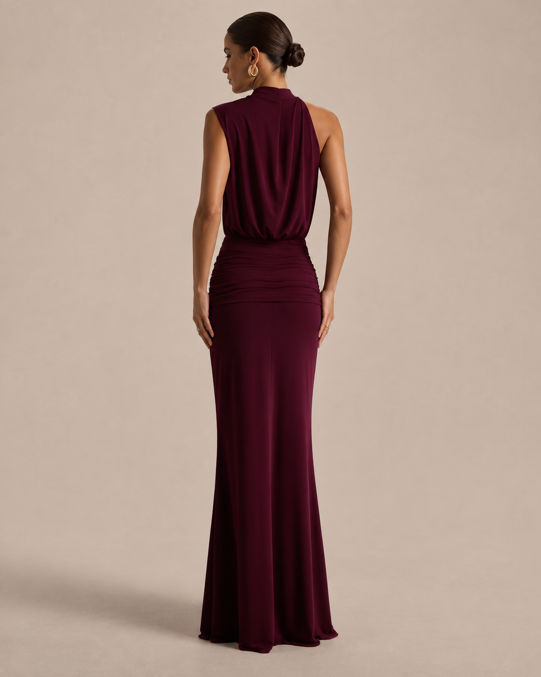 Umaira | Bordeaux Maxi Dress With High Neck