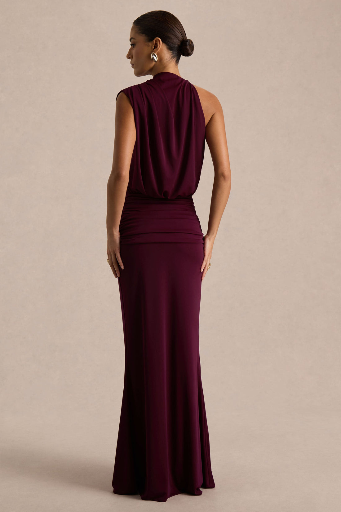 Umaira | Bordeaux Maxi Dress With High Neck